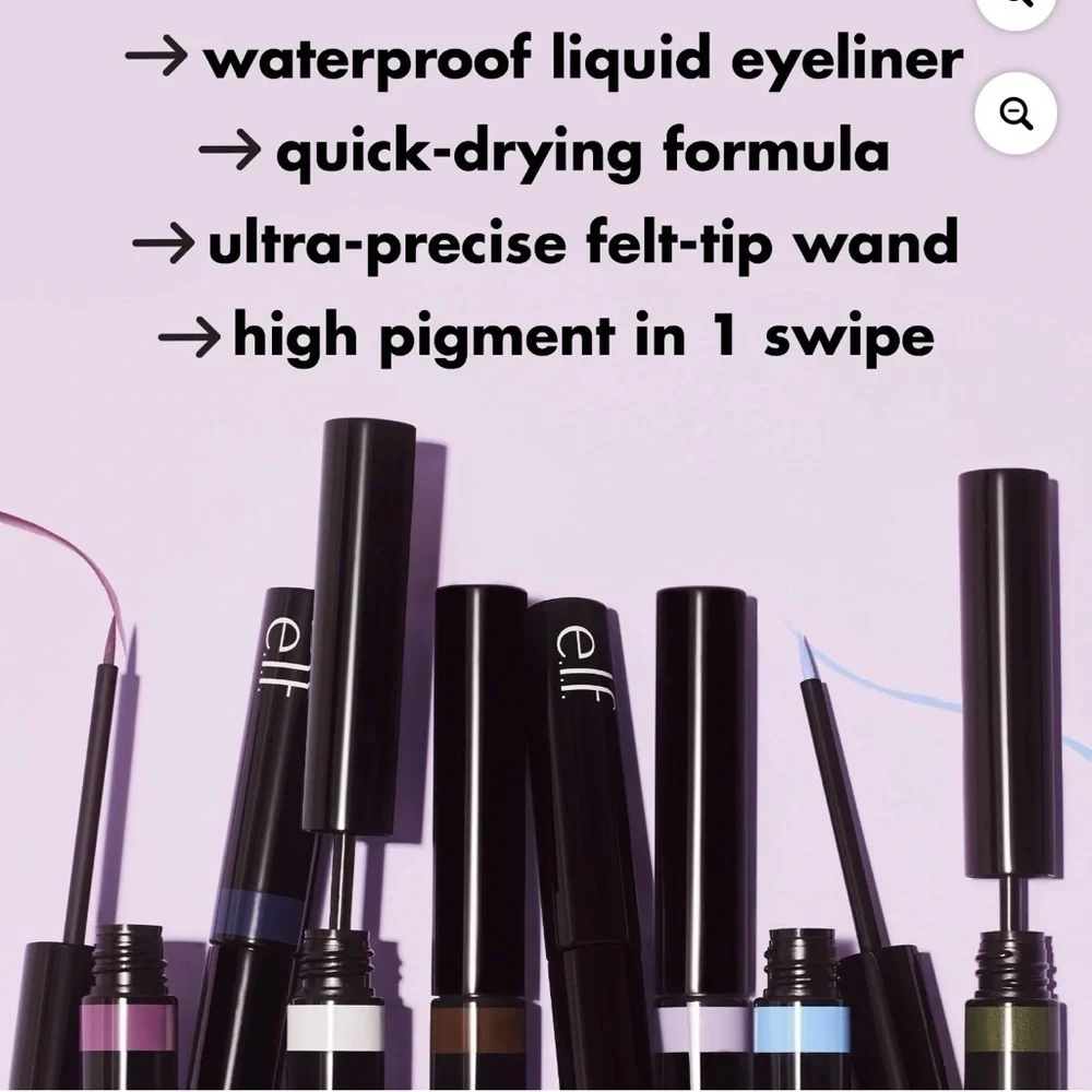 e.l.f. H2O Proof Inkwell Eyeliner, Dark Envy,  Lavender Daze, & Bluebird